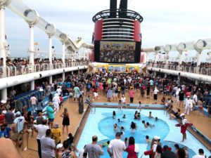 Disney cruise ship swimming pool area